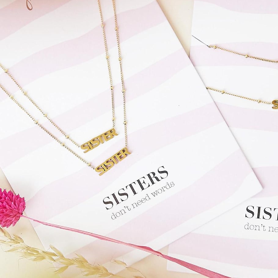 Necklace Sisters Don't Need Words Picture3